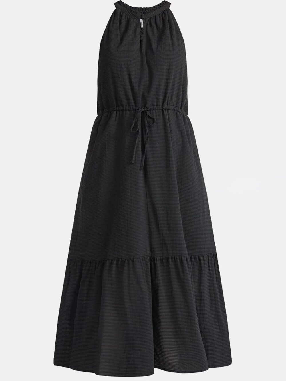 NWT, SZ XL (16-18) COTTON Blend, Tonal Stripe Halter Midi Dress, Black
